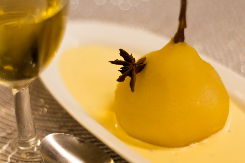 Beautiful food - poached pear dessert