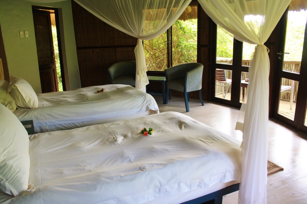 The spacious twin rooms at Thonga Beach Lodge