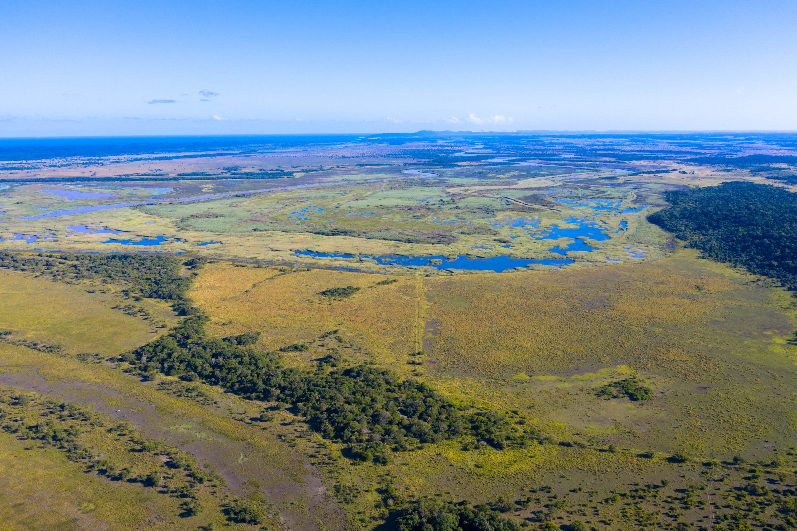 Aerial view: iSimangaliso Wetland Park is a mosaic of ecosystems and an incredible diversity of vegetation and wildlife