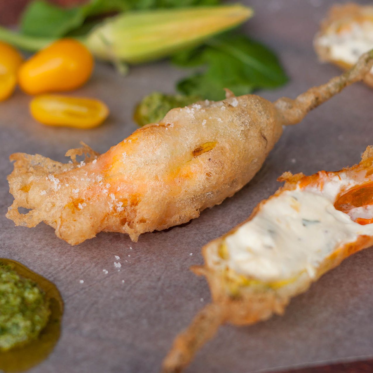 Zucchini flower crispy and salt